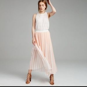 Club Monaco Peach and White Pleated Maxi Skirt New With Tags Size 10